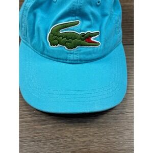 Lacoste Big Croc Adult Adjustable Baseball Cap Cotton Teal Designer Embroidered